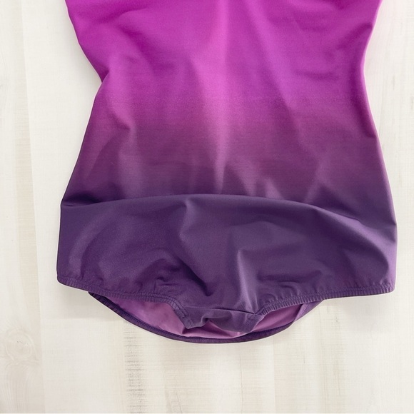 LANDS END womens runched slimming ombré swim suit one piece travel vacation 10 - Picture 7 of 7